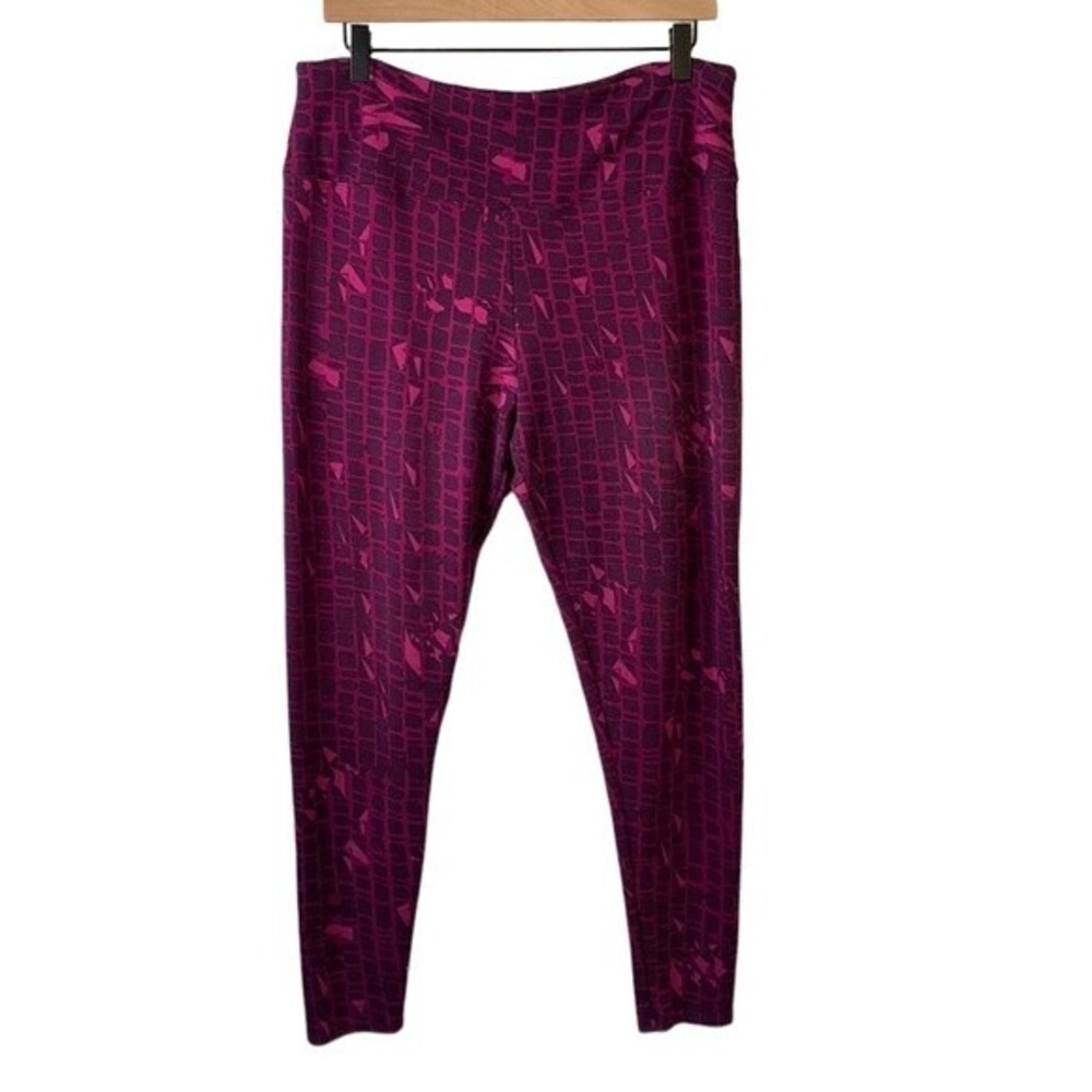 Soft Surroundings High Waist Purple Leggings Abstract Print Wide Yoga Band Soft